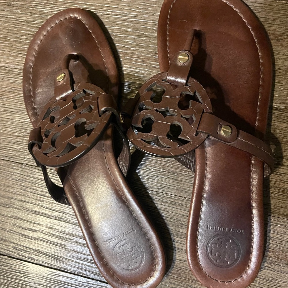 Tory Burch Brown Leather Sandals